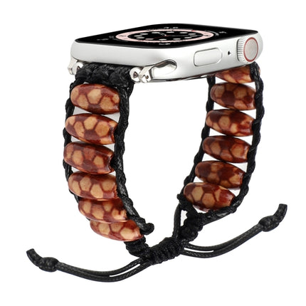 Wooden Bead Watchband For Apple Watch Series, 7 41mm / 6&SE&5&4 40mm / 3&2&1 38mm, 7 45mm / 6&SE&5&4 44mm / 3&2&1 42mm - DealBuddy