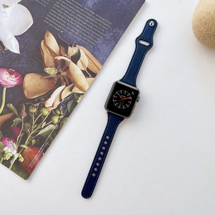 Flat Texture Leather Watchband For Apple Watch Series, 7 41mm / 6&SE&5&4 40mm / 3&2&1 38mm, 7 45mm / 6&SE&5&4 44mm / 3&2&1 42mm - DealBuddy