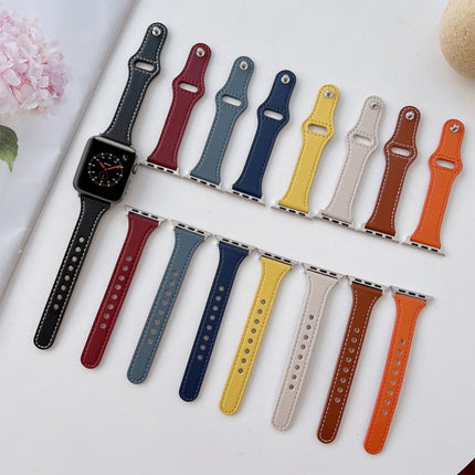 Flat Texture Leather Watchband For Apple Watch Series, 7 41mm / 6&SE&5&4 40mm / 3&2&1 38mm, 7 45mm / 6&SE&5&4 44mm / 3&2&1 42mm - DealBuddy