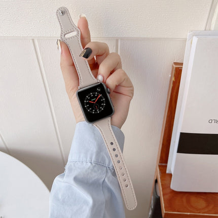 Flat Texture Leather Watchband For Apple Watch Series, 7 41mm / 6&SE&5&4 40mm / 3&2&1 38mm, 7 45mm / 6&SE&5&4 44mm / 3&2&1 42mm - DealBuddy