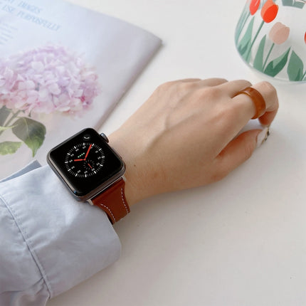 Flat Texture Leather Watchband For Apple Watch Series, 7 41mm / 6&SE&5&4 40mm / 3&2&1 38mm, 7 45mm / 6&SE&5&4 44mm / 3&2&1 42mm - DealBuddy