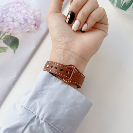 Flat Texture Leather Watchband For Apple Watch Series, 7 41mm / 6&SE&5&4 40mm / 3&2&1 38mm, 7 45mm / 6&SE&5&4 44mm / 3&2&1 42mm - DealBuddy