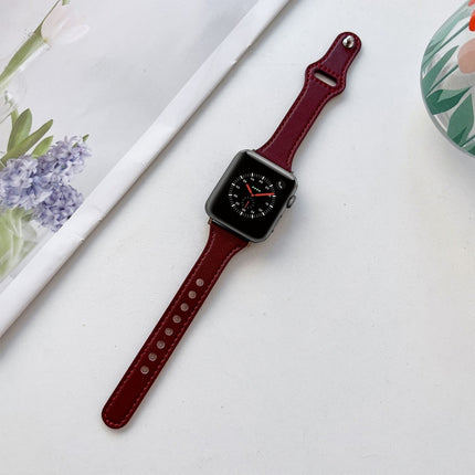 Flat Texture Leather Watchband For Apple Watch Series, 7 41mm / 6&SE&5&4 40mm / 3&2&1 38mm, 7 45mm / 6&SE&5&4 44mm / 3&2&1 42mm - DealBuddy