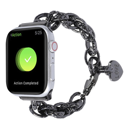 Stainless Steel Heart Pendant Watchband For Apple Watch Series, 7 41mm / 6&SE&5&4 40mm / 3&2&1 38mm, 7 45mm / 6&SE&5&4 44mm / 3&2&1 42mm - DealBuddy