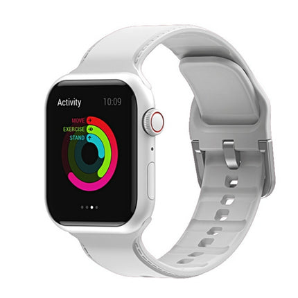 Silicone Stitching Watchband For Apple Watch Series, 7 41mm / 6&SE&5&4 40mm / 3&2&1 38mm, 7 45mm / 6&SE&5&4 44mm / 3&2&1 42mm - DealBuddy