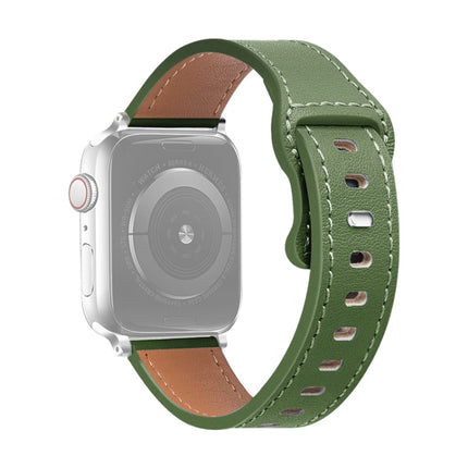 Butterfly Buckle Cowhide Leather Watchband For Apple Watch Series, 7 41mm / 6&SE&5&4 40mm / 3&2&1 38mm, 7 45mm / 6&SE&5&4 44mm / 3&2&1 42mm - DealBuddy