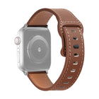 Butterfly Buckle Cowhide Leather Watchband For Apple Watch Series