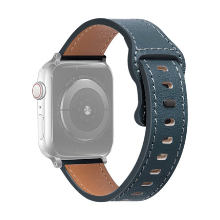 Butterfly Buckle Cowhide Leather Watchband For Apple Watch Series, 7 41mm / 6&SE&5&4 40mm / 3&2&1 38mm, 7 45mm / 6&SE&5&4 44mm / 3&2&1 42mm - DealBuddy
