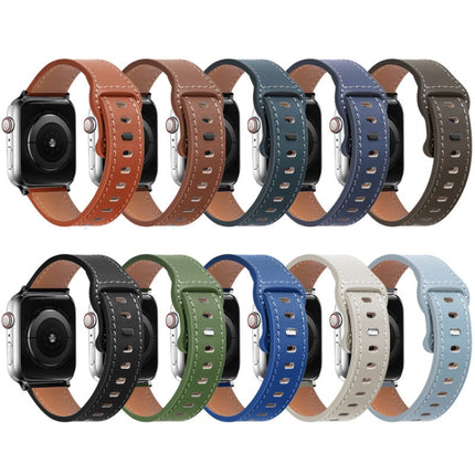 Butterfly Buckle Cowhide Leather Watchband For Apple Watch Series, 7 41mm / 6&SE&5&4 40mm / 3&2&1 38mm, 7 45mm / 6&SE&5&4 44mm / 3&2&1 42mm - DealBuddy
