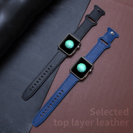 Butterfly Buckle Cowhide Leather Watchband For Apple Watch Series, 7 41mm / 6&SE&5&4 40mm / 3&2&1 38mm, 7 45mm / 6&SE&5&4 44mm / 3&2&1 42mm - DealBuddy