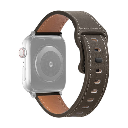 Butterfly Buckle Cowhide Leather Watchband For Apple Watch Series, 7 41mm / 6&SE&5&4 40mm / 3&2&1 38mm, 7 45mm / 6&SE&5&4 44mm / 3&2&1 42mm - DealBuddy