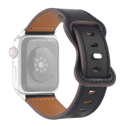 Crazy Horse Leather Butterfly Buckle Watchband For Apple Watch Series, 7 41mm / 6&SE&5&4 40mm / 3&2&1 38mm, 7 45mm / 6&SE&5&4 44mm / 3&2&1 42mm - DealBuddy