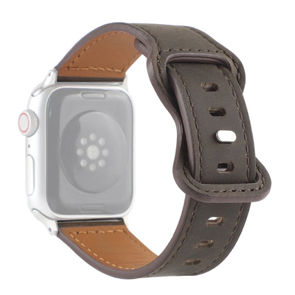 Crazy Horse Leather Butterfly Buckle Watchband For Apple Watch Series, 7 41mm / 6&SE&5&4 40mm / 3&2&1 38mm, 7 45mm / 6&SE&5&4 44mm / 3&2&1 42mm - DealBuddy