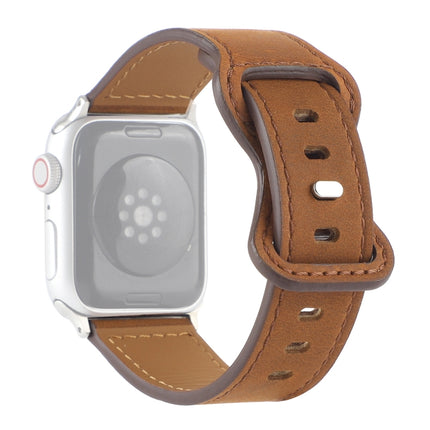 Crazy Horse Leather Butterfly Buckle Watchband For Apple Watch Series, 7 41mm / 6&SE&5&4 40mm / 3&2&1 38mm, 7 45mm / 6&SE&5&4 44mm / 3&2&1 42mm - DealBuddy