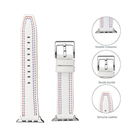Three-line Leather Watchband For Apple Watch Series, 7 41mm / 6&SE&5&4 40mm / 3&2&1 38mm, 7 45mm / 6&SE&5&4 44mm / 3&2&1 42mm - DealBuddy