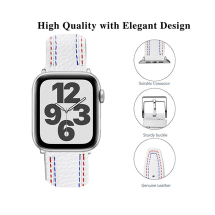 Three-line Leather Watchband For Apple Watch Series, 7 41mm / 6&SE&5&4 40mm / 3&2&1 38mm, 7 45mm / 6&SE&5&4 44mm / 3&2&1 42mm - DealBuddy