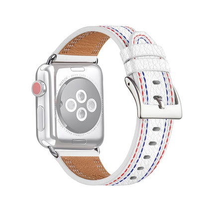 Three-line Leather Watchband For Apple Watch Series, 7 41mm / 6&SE&5&4 40mm / 3&2&1 38mm, 7 45mm / 6&SE&5&4 44mm / 3&2&1 42mm - DealBuddy