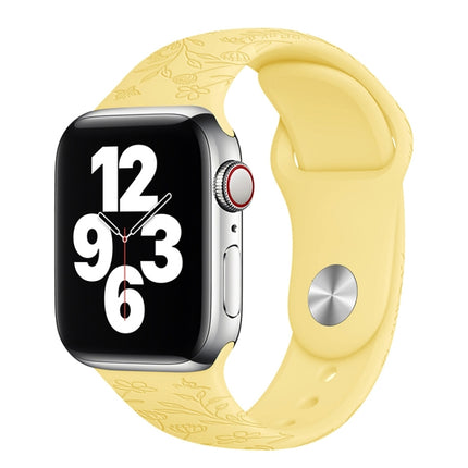 Butterflies Love Flower Embossing Silicone Watchband For Apple Watch Series, 7 41mm / 6&SE&5&4 40mm / 3&2&1 38mm - DealBuddy