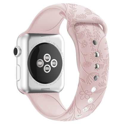 Butterflies Love Flower Embossing Silicone Watchband For Apple Watch Series, 7 41mm / 6&SE&5&4 40mm / 3&2&1 38mm - DealBuddy