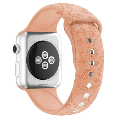 Butterflies Love Flower Embossing Silicone Watchband For Apple Watch Series, 7 41mm / 6&SE&5&4 40mm / 3&2&1 38mm - DealBuddy