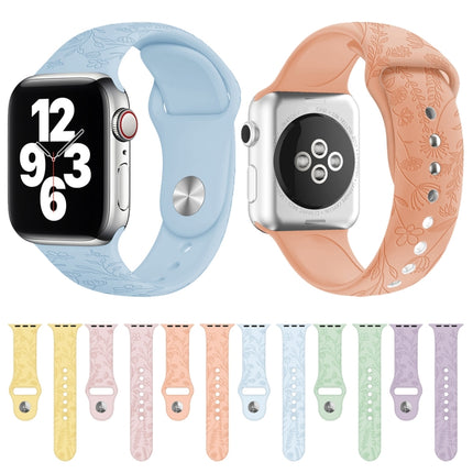 Butterflies Love Flower Embossing Silicone Watchband For Apple Watch Series, 7 41mm / 6&SE&5&4 40mm / 3&2&1 38mm - DealBuddy