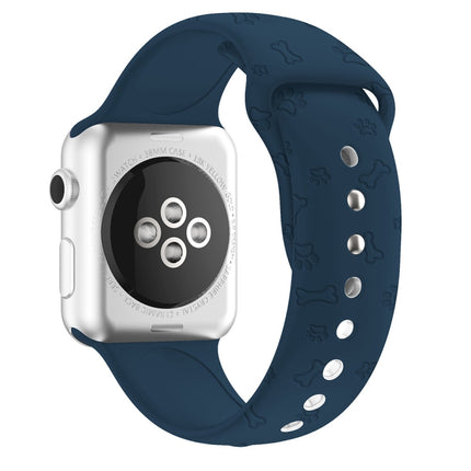 Dog Paw Embossing Silicone Watchband For Apple Watch Series, 7 41mm / 6&SE&5&4 40mm / 3&2&1 38mm, 7 45mm / 6&SE&5&4 44mm / 3&2&1 42mm - DealBuddy