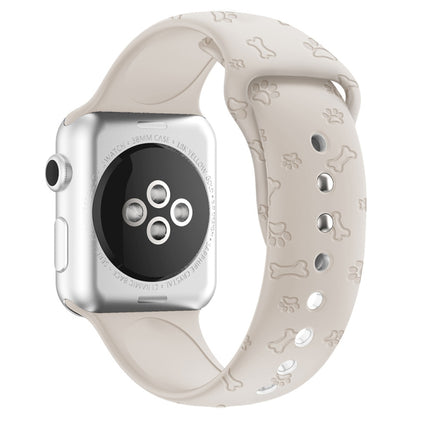 Dog Paw Embossing Silicone Watchband For Apple Watch Series, 7 41mm / 6&SE&5&4 40mm / 3&2&1 38mm, 7 45mm / 6&SE&5&4 44mm / 3&2&1 42mm - DealBuddy