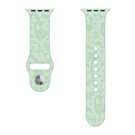 Flamingo Embossing Silicone Watchband For Apple Watch Series, 7 41mm / 6&SE&5&4 40mm / 3&2&1 38mm, 7 45mm / 6&SE&5&4 44mm / 3&2&1 42mm - DealBuddy
