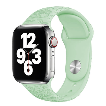 Flamingo Embossing Silicone Watchband For Apple Watch Series, 7 41mm / 6&SE&5&4 40mm / 3&2&1 38mm, 7 45mm / 6&SE&5&4 44mm / 3&2&1 42mm - DealBuddy