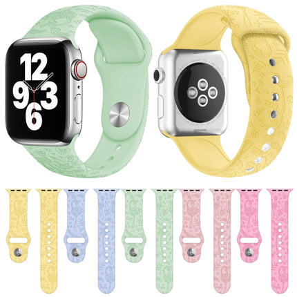 Flamingo Embossing Silicone Watchband For Apple Watch Series, 7 41mm / 6&SE&5&4 40mm / 3&2&1 38mm, 7 45mm / 6&SE&5&4 44mm / 3&2&1 42mm - DealBuddy