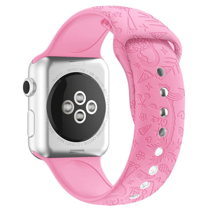Flamingo Embossing Silicone Watchband For Apple Watch Series, 7 41mm / 6&SE&5&4 40mm / 3&2&1 38mm, 7 45mm / 6&SE&5&4 44mm / 3&2&1 42mm - DealBuddy