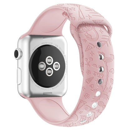 Flamingo Embossing Silicone Watchband For Apple Watch Series, 7 41mm / 6&SE&5&4 40mm / 3&2&1 38mm, 7 45mm / 6&SE&5&4 44mm / 3&2&1 42mm - DealBuddy