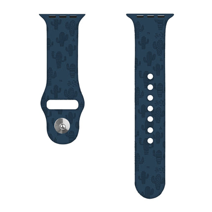 Cactus Embossing Silicone Watchband For Apple Watch Series, 7 41mm / 6&SE&5&4 40mm / 3&2&1 38mm, 7 45mm / 6&SE&5&4 44mm / 3&2&1 42mm - DealBuddy