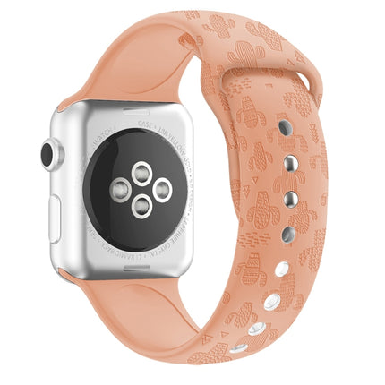 Cactus Embossing Silicone Watchband For Apple Watch Series, 7 41mm / 6&SE&5&4 40mm / 3&2&1 38mm, 7 45mm / 6&SE&5&4 44mm / 3&2&1 42mm - DealBuddy