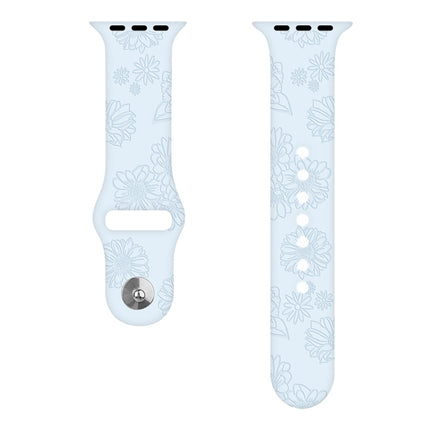 Sunflower Embossing Silicone Watchband For Apple Watch Series, 7 41mm / 6&SE&5&4 40mm / 3&2&1 38mm, 7 45mm / 6&SE&5&4 44mm / 3&2&1 42mm - DealBuddy