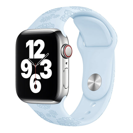 Sunflower Embossing Silicone Watchband For Apple Watch Series, 7 41mm / 6&SE&5&4 40mm / 3&2&1 38mm, 7 45mm / 6&SE&5&4 44mm / 3&2&1 42mm - DealBuddy