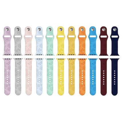 Sunflower Embossing Silicone Watchband For Apple Watch Series, 7 41mm / 6&SE&5&4 40mm / 3&2&1 38mm, 7 45mm / 6&SE&5&4 44mm / 3&2&1 42mm - DealBuddy