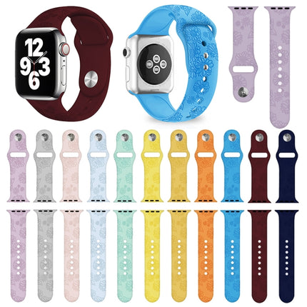 Sunflower Embossing Silicone Watchband For Apple Watch Series, 7 41mm / 6&SE&5&4 40mm / 3&2&1 38mm, 7 45mm / 6&SE&5&4 44mm / 3&2&1 42mm - DealBuddy