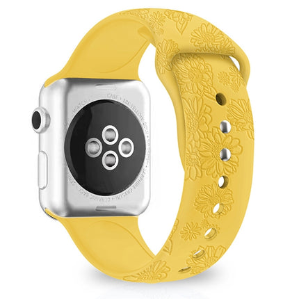 Sunflower Embossing Silicone Watchband For Apple Watch Series, 7 41mm / 6&SE&5&4 40mm / 3&2&1 38mm, 7 45mm / 6&SE&5&4 44mm / 3&2&1 42mm - DealBuddy