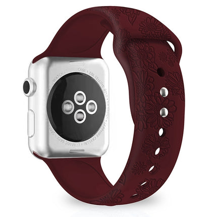 Sunflower Embossing Silicone Watchband For Apple Watch Series, 7 41mm / 6&SE&5&4 40mm / 3&2&1 38mm, 7 45mm / 6&SE&5&4 44mm / 3&2&1 42mm - DealBuddy
