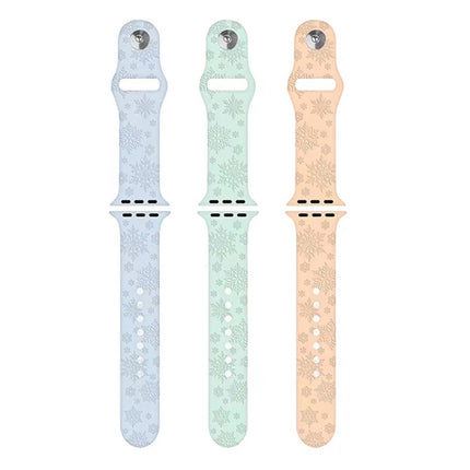 Snowflake Embossing Silicone Watchband For Apple Watch Series, 7 41mm / 6&SE&5&4 40mm / 3&2&1 38mm, 7 45mm / 6&SE&5&4 44mm / 3&2&1 42mm - DealBuddy