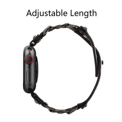 Genuine Leather Male Style Watchband For Apple Watch Series, 7 41mm / 6&SE&5&4 40mm / 3&2&1 38mm, 7 45mm / 6&SE&5&4 44mm / 3&2&1 42mm - DealBuddy