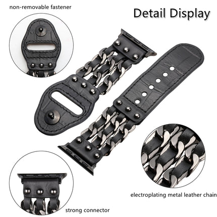 Genuine Leather Male Style Watchband For Apple Watch Series, 7 41mm / 6&SE&5&4 40mm / 3&2&1 38mm, 7 45mm / 6&SE&5&4 44mm / 3&2&1 42mm - DealBuddy