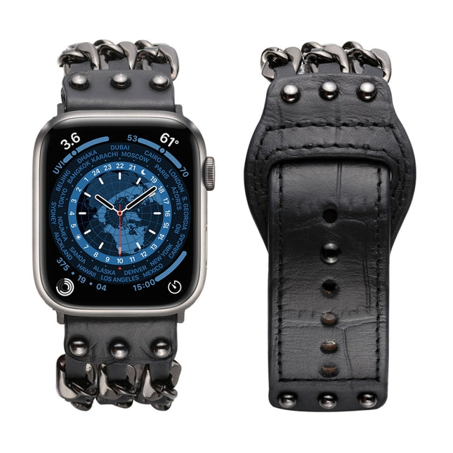 Genuine Leather Male Style Watchband For Apple Watch Series, 7 41mm / 6&SE&5&4 40mm / 3&2&1 38mm, 7 45mm / 6&SE&5&4 44mm / 3&2&1 42mm - DealBuddy