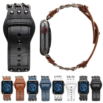 Genuine Leather Male Style Watchband For Apple Watch Series, 7 41mm / 6&SE&5&4 40mm / 3&2&1 38mm, 7 45mm / 6&SE&5&4 44mm / 3&2&1 42mm - DealBuddy