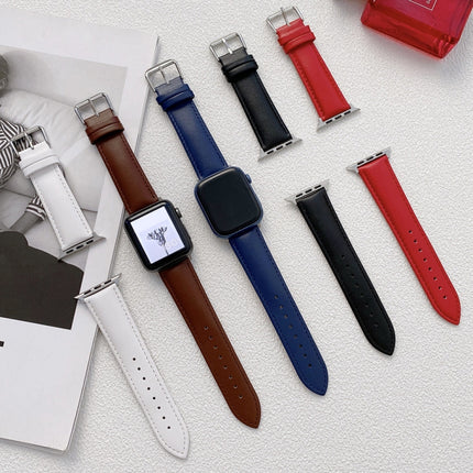 Glossy Leather Watchband For Apple Watch Series, 7 41mm / 6&SE&5&4 40mm / 3&2&1 38mm, 7 45mm / 6&SE&5&4 44mm / 3&2&1 42mm - DealBuddy