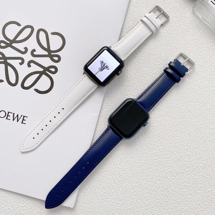 Glossy Leather Watchband For Apple Watch Series, 7 41mm / 6&SE&5&4 40mm / 3&2&1 38mm, 7 45mm / 6&SE&5&4 44mm / 3&2&1 42mm - DealBuddy