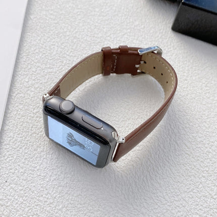 Glossy Leather Watchband For Apple Watch Series, 7 41mm / 6&SE&5&4 40mm / 3&2&1 38mm, 7 45mm / 6&SE&5&4 44mm / 3&2&1 42mm - DealBuddy