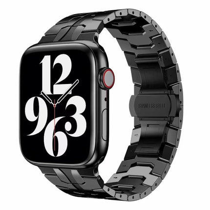 Butterfly Buckle Metal Watchband For Apple Watch Series, 7 41mm / 6&SE&5&4 40mm / 3&2&1 38mm, 7 45mm / 6&SE&5&4 44mm / 3&2&1 42mm - DealBuddy
