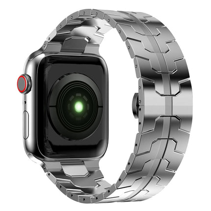 Butterfly Buckle Metal Watchband For Apple Watch Series, 7 41mm / 6&SE&5&4 40mm / 3&2&1 38mm, 7 45mm / 6&SE&5&4 44mm / 3&2&1 42mm - DealBuddy